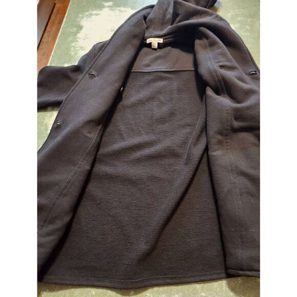 James Perse Double Breasted Pea Coat Black Hoodie Jacket Size 2 (Medium) - Picture 3 of 6